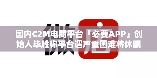 国内C2M电商平台「必要APP」创始人毕胜称平台遇严重困难将休眠